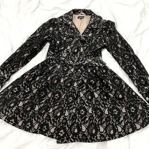 BEBE Laced Black and nude pea coat